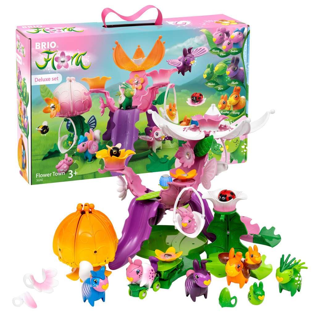 BRIO Flora - 36242 Blumenstadt Deluxe Set | riesiges Spielset für endlosen fantasievollen Spielspaß für Mädchen und Jungen ab 3 Jahren - wunderschönes Geschenk mit sehr viel Zubehör