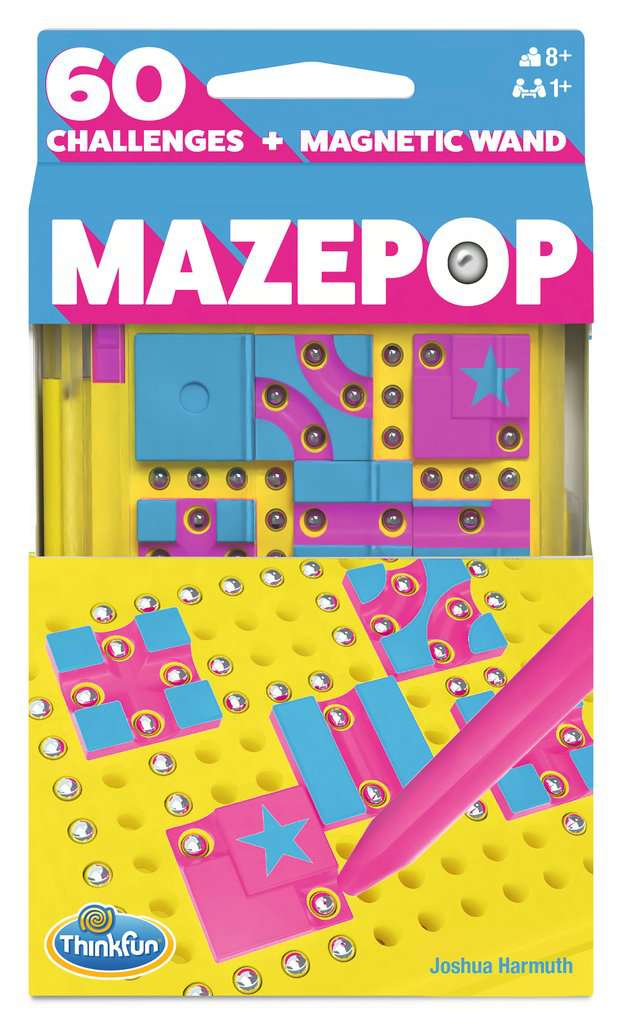 TKF76648 MazePop Magnetic Puzzle Board Game with 60 Brain-Boosting Mazes, Travel-Friendly Logic Toy for Ages 8 Plus