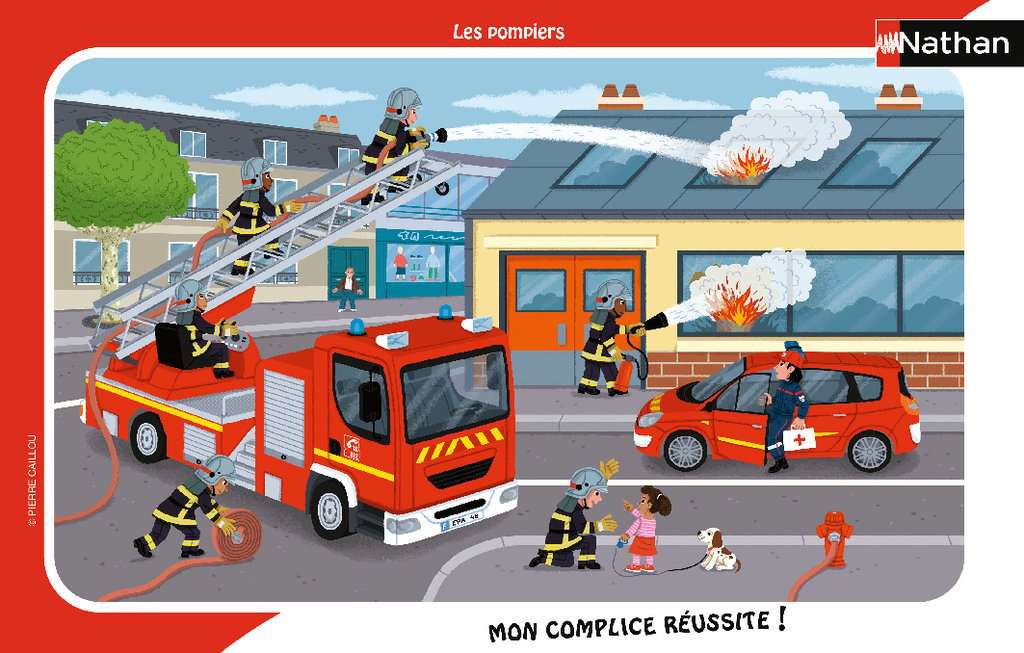 Nathan - Puzzle enfants - Cadre 15 pièces - Les pompiers - Fille ou garçon dès 3 ans - Puzzle de qualité supérieure - Carton épais et résistant - Quotidien et Travail - 86138