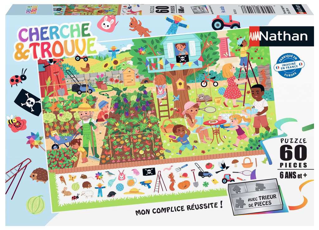 Puzzles Enfants 60 pièces - Au jardin (Cherche et trouve)