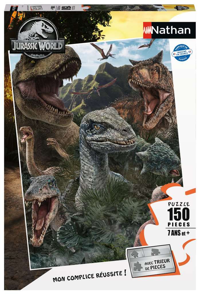 Nathan - Puzzle enfants - 150 pièces - Les dinosaures de Jurassic World - Filles ou garçons dès 7 ans - Puzzle de qualité supérieure - Carton épais et résistant - Dinosaures - 86157