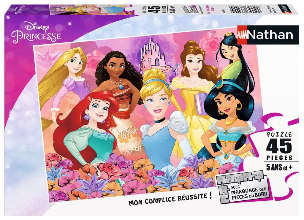 Nathan - Puzzle enfants - 45 pièces - Les princesses Disney - Fille ou garçon dès 5 ans - Puzzle de qualité supérieure - Carton épais et résistant - Princesses - 86177
