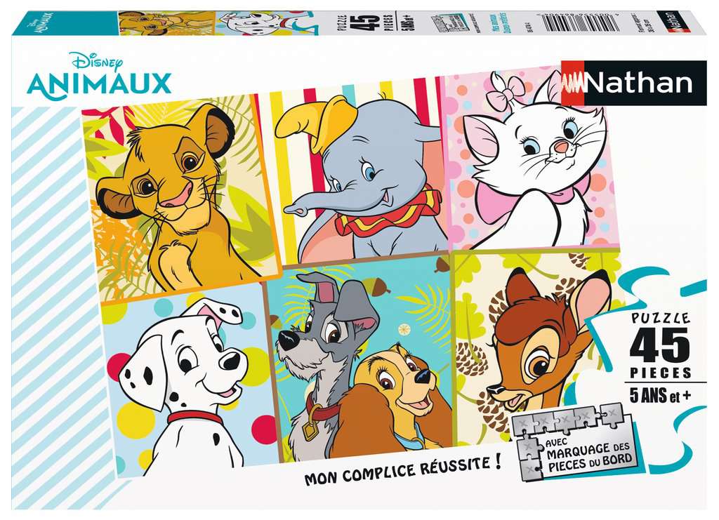 Nathan - Puzzle enfants - 45 pièces - Mes animaux Disney préférés - Fille ou garçon dès 5 ans - Puzzle de qualité supérieure - Carton épais et résistant - Animaux - 86178