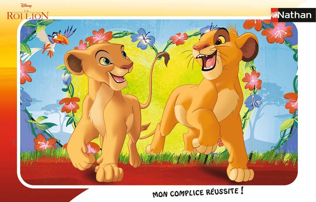 Nathan - Puzzle enfants - Cadre 15 pièces - Simba et Nala - Disney Le Roi Lion - Fille ou garçon dès 3 ans - Puzzle de qualité supérieure - Carton épais et résistant - 86183