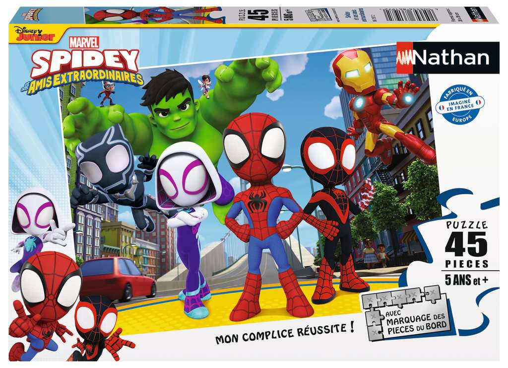 Nathan - Puzzle enfants - 45 pièces - Spidey et ses amis extraordinaires - Fille ou garçon dès 5 ans - Puzzle de qualité supérieure - Carton épais et résistant - Action & Aventure - 86197