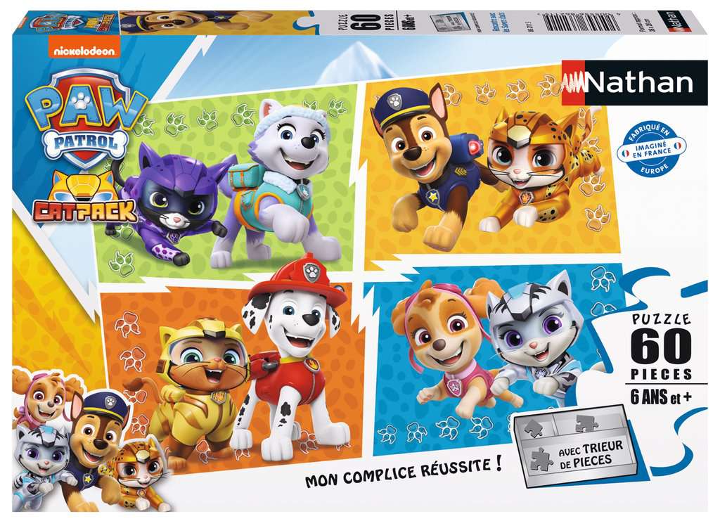 Nathan - Puzzle enfants - 60 pièces - Rencontre avec les Supers chats - Fille ou garçon dès 6 ans - Puzzle de qualité supérieure - Carton épais et résistant - Aventure - 86211