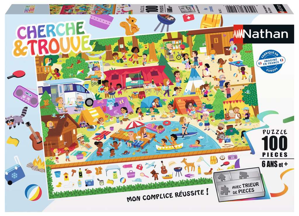 Puzzles Enfants 100 pièces - Au camping (Cherche et trouve)