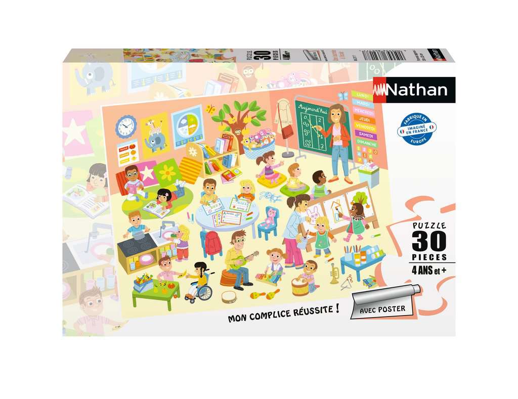 Nathan - Puzzle enfants - 30 pièces - Une journée à l'école - Fille ou garçon dès 4 ans - Puzzle de qualité supérieure - Carton épais et résistant - Métier - 86217