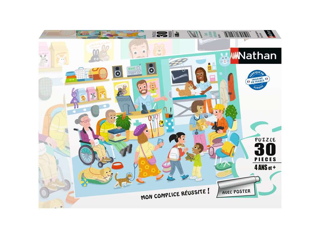 Nathan - Puzzle enfants - 30 pièces - Dans la clinique vétérinaire - Fille ou garçon dès 4 ans - Puzzle de qualité supérieure - Carton épais et résistant - Métier - 86218