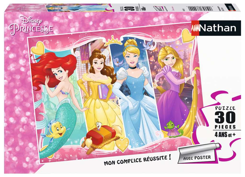 Nathan - Puzzle enfants - 30 pièces - Entre amies - Disney - Fille ou garçon dès 4 ans - Puzzle de qualité supérieure - Carton épais et résistant - Princesses - 86382