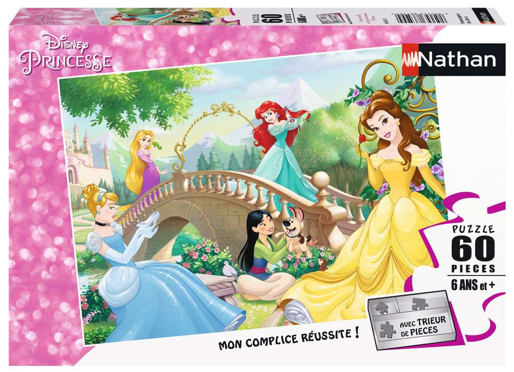 Nathan - Puzzle enfants - 60 pièces - Après-midi entre princesses Disney - Fille ou garçon dès 6 ans - Puzzle de qualité supérieure - Carton épais et résistant - Princesses - 86567