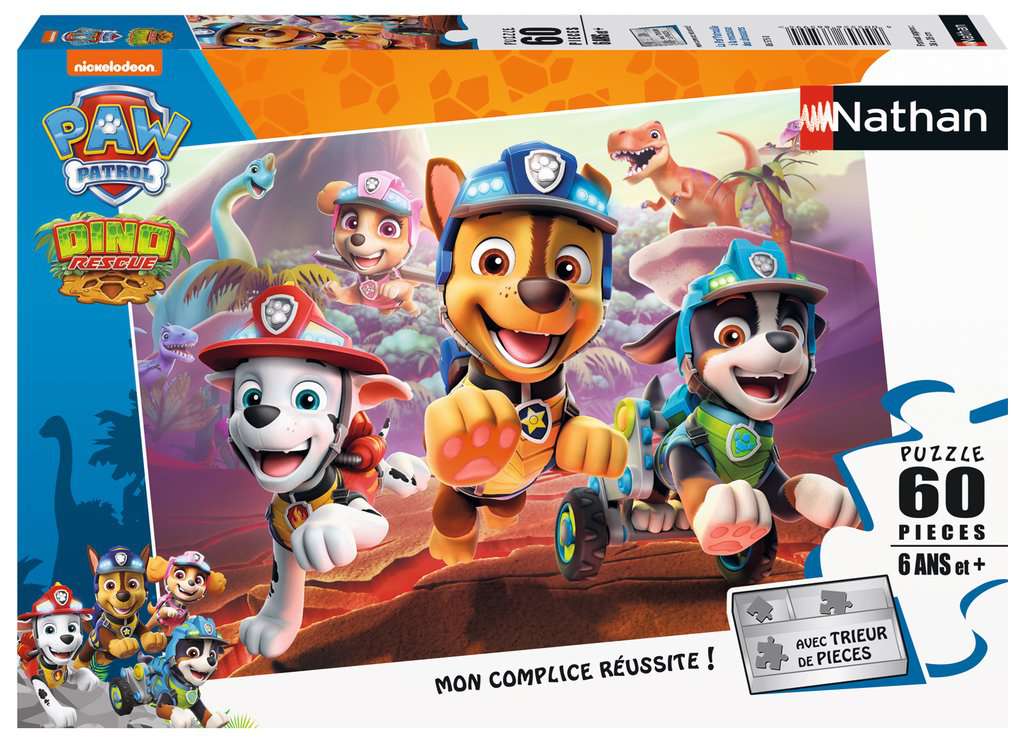 Puzzles Enfants 60 pièces - La Pat’Patrouille à la rescousse des dinosaures
