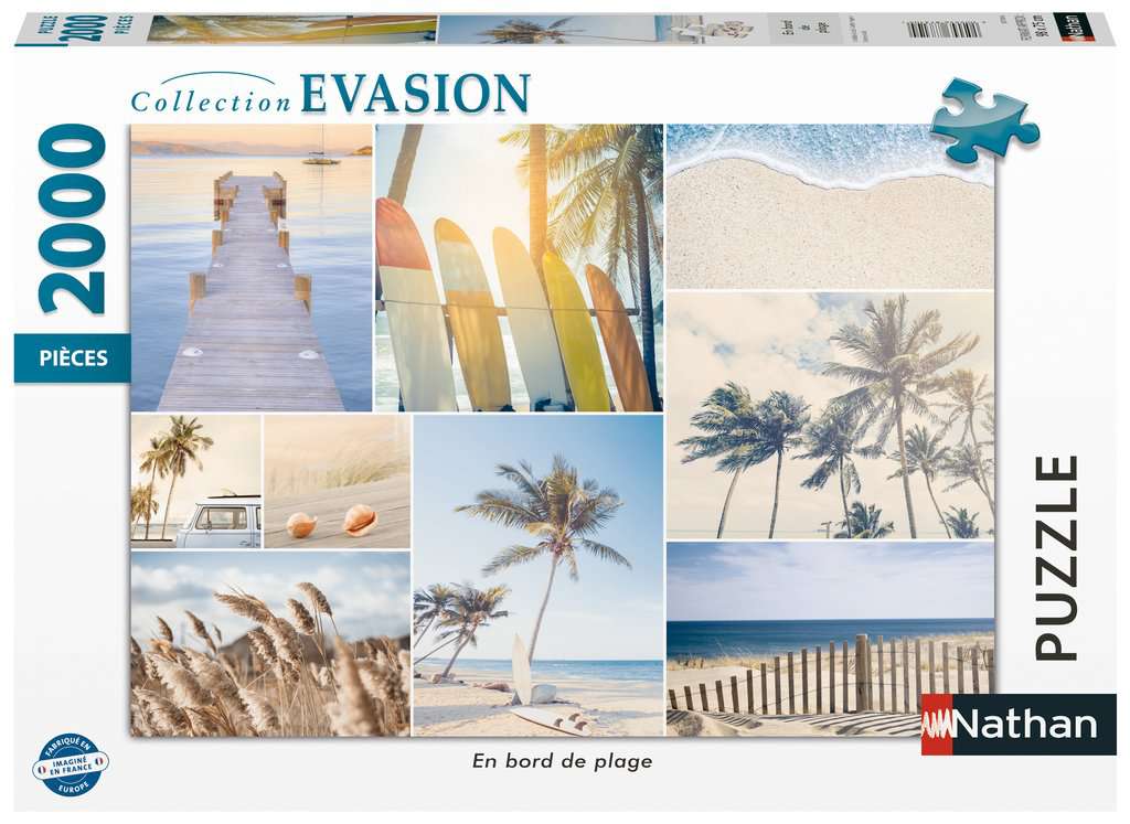 Nathan - Puzzle 2000 pièces - En bord de plage - Adultes et enfants dès 14 ans - Puzzle de qualité supérieure - Encastrement parfait - Collection Évasion - 87310