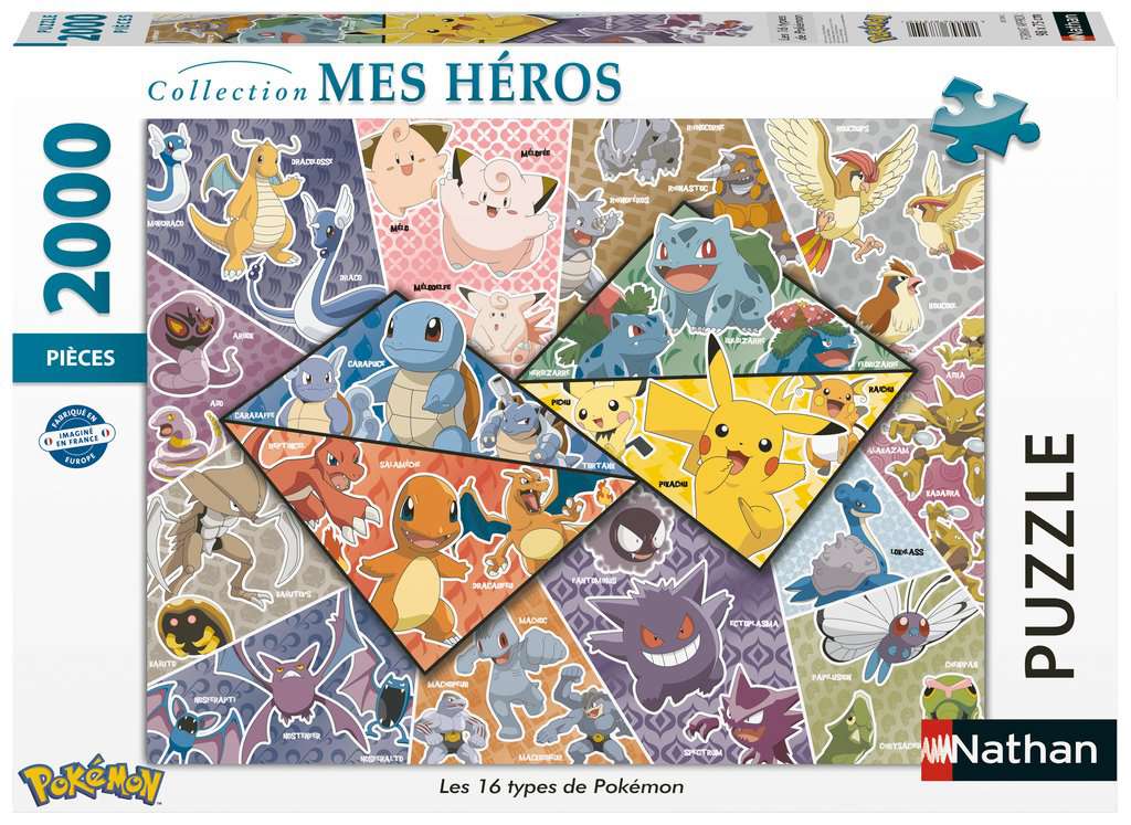 Puzzles Adultes 2000 pièces - Les 16 types de Pokémon