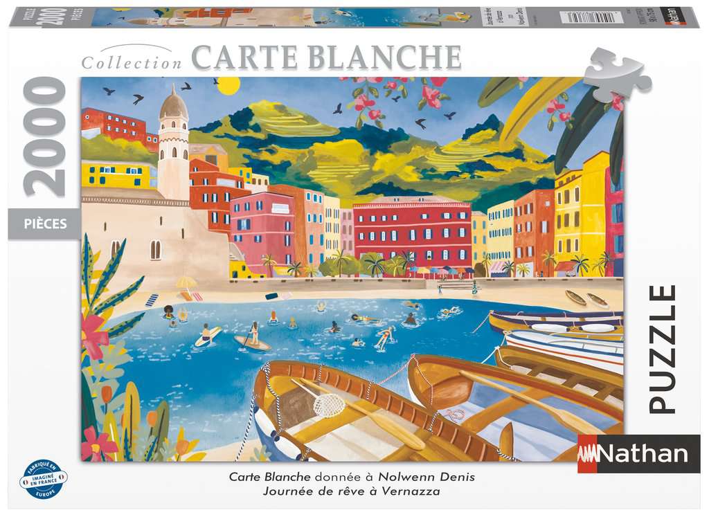 Nathan - Puzzle 2000 pièces - Journée de rêve à Vernazza - Nolwenn Denis - Adultes et enfants dès 14 ans - Puzzle de qualité supérieure - Collection Carte Blanche - 87362