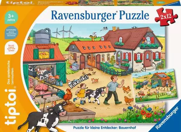 Ravensberger Matratzen Kinderpuzzle ab 3 Jahren - tiptoi® Puzzle für kleine Entdecker: Bauernhof - 12 Teile