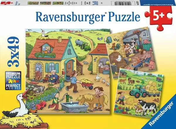 Ravensberger Matratzen Kinderpuzzle ab 5 Jahren - Viel los auf dem Bauernhof - 49 Teile