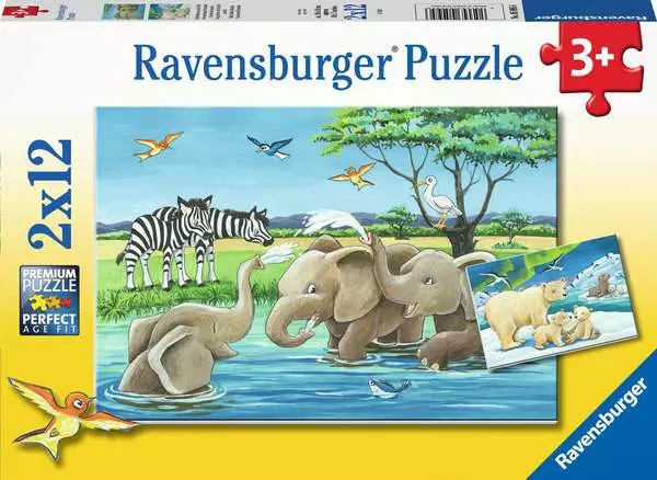 Ravensberger Matratzen Kinderpuzzle ab 3 Jahren - Tierkinder aus aller Welt - 12 Teile