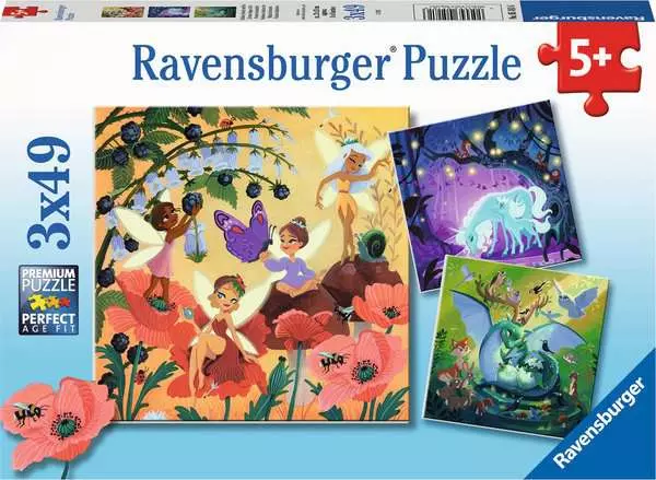 Ravensberger Matratzen Kinderpuzzle ab 5 Jahren - Einhorn, Drache und Fee - 49 Teile