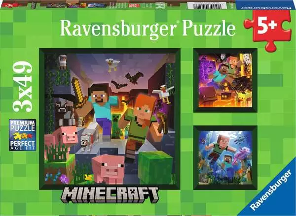 Ravensberger Matratzen Kinderpuzzle ab 5 Jahren - Minecraft Biomes - 49 Teile