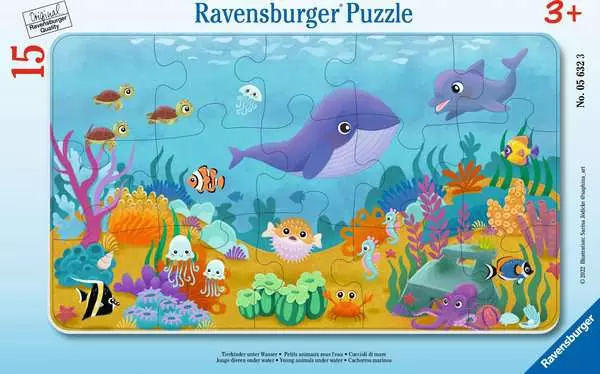 Ravensberger Matratzen Kinderpuzzle ab 3 Jahren - Tierkinder unter Wasser - 15 Teile