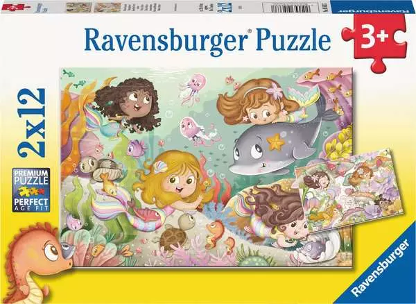 Ravensberger Matratzen Kinderpuzzle ab 3 Jahren - Kleine Feen und Meerjungfrauen - 12 Teile