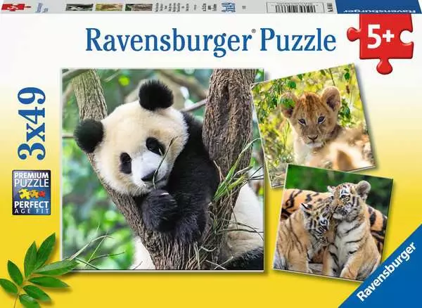 Ravensberger Matratzen Kinderpuzzle ab 5 Jahren - Panda, Tiger und Löwe - 49 Teile