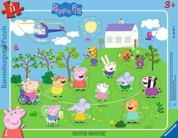 Ravensberger Matratzen Kinderpuzzle ab 3 Jahren - Seilspringen mit Peppa Wutz - 11 Teile