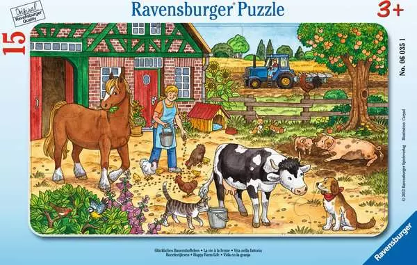 Ravensberger Matratzen Kinderpuzzle ab 3 Jahren - Glückliches Bauernhofleben - 15 Teile