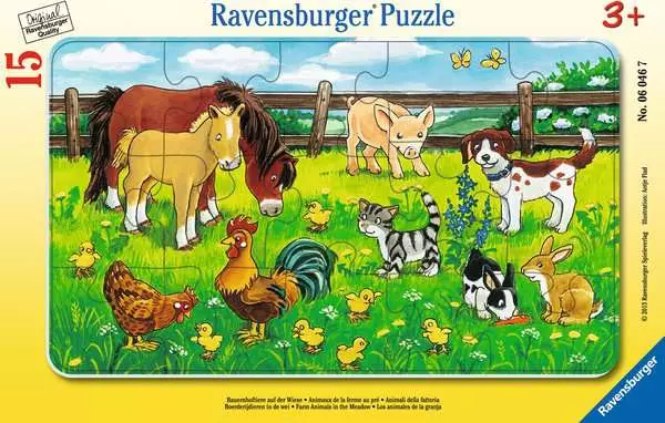 Ravensberger Matratzen Kinderpuzzle ab 3 Jahren - Bauernhoftiere auf der Wiese - 15 Teile