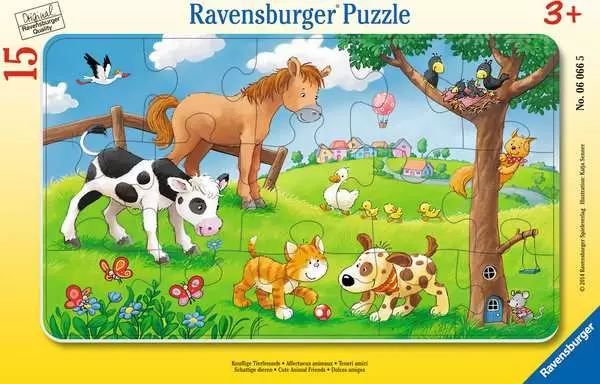 Ravensberger Matratzen Kinderpuzzle ab 3 Jahren - Knuffige Tierfreunde - 15 Teile