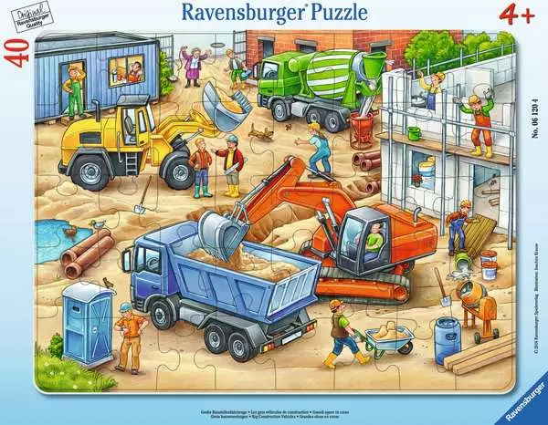 Ravensberger Matratzen Kinderpuzzle ab 4 Jahren - Große Baustellenfahrzeuge - 40 Teile