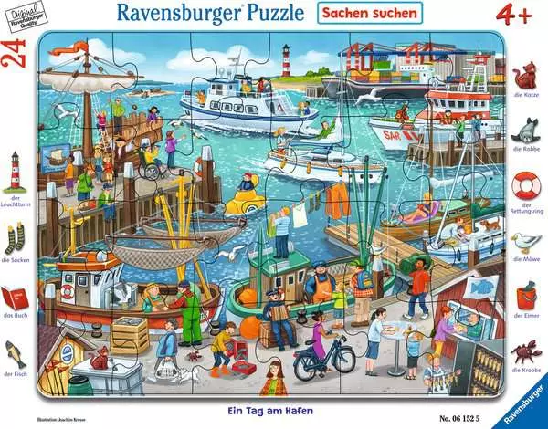 Ravensberger Matratzen Kinderpuzzle ab 4 Jahren - Ein Tag am Hafen - 24 Teile