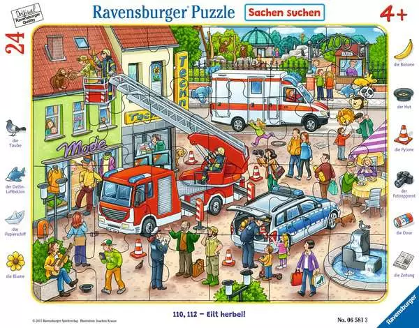 Ravensberger Matratzen Kinderpuzzle ab 4 Jahren - 110, 112 - Eilt herbei! - 24 Teile