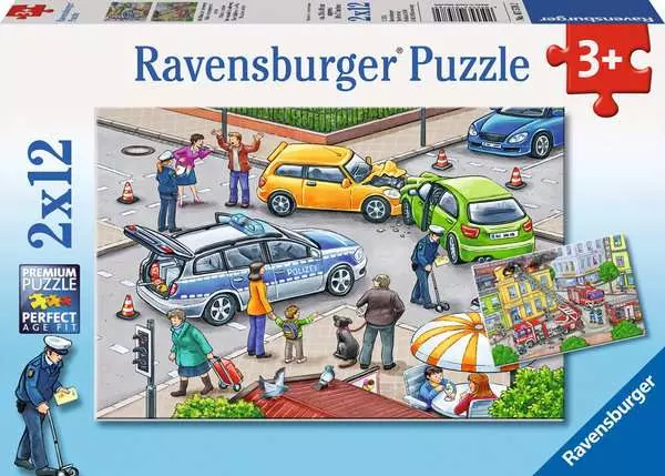 Ravensberger Matratzen Kinderpuzzle ab 3 Jahren - Mit Blaulicht unterwegs - 12 Teile