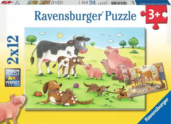 Ravensberger Matratzen Kinderpuzzle ab 3 Jahren - Glückliche Tierfamilien - 12 Teile