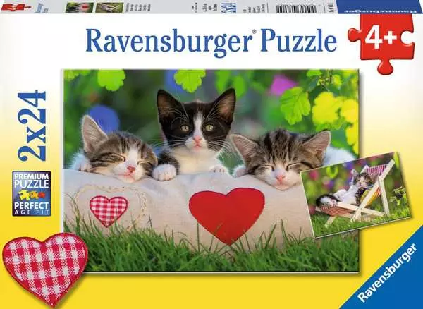 Ravensberger Matratzen Kinderpuzzle ab 4 Jahren - Verschlafene Kätzchen - 24 Teile