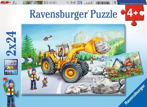 Ravensberger Matratzen Kinderpuzzle ab 4 Jahren - Bagger und Waldtraktor - 24 Teile