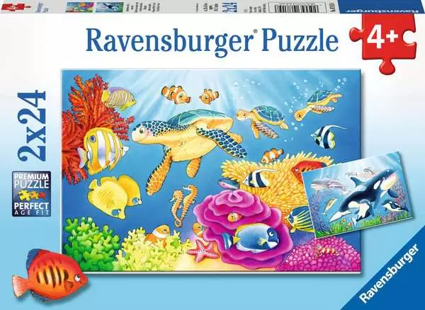 Ravensberger Matratzen Kinderpuzzle ab 4 Jahren - Kunterbunte Unterwasserwelt - 24 Teile