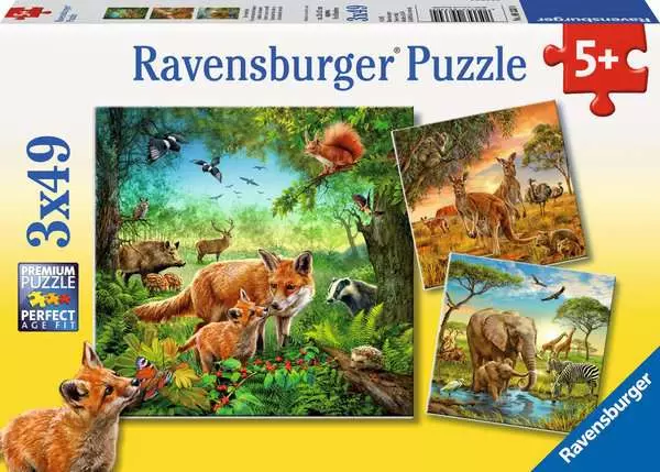 Ravensberger Matratzen Kinderpuzzle ab 5 Jahren - Tiere der Erde - 49 Teile