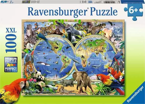 Ravensberger Matratzen Kinderpuzzle ab 6 Jahren - Tierisch um die Welt - 100 Teile