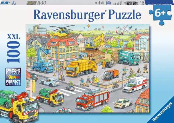 Ravensberger Matratzen Kinderpuzzle ab 6 Jahren - Fahrzeuge in der Stadt - 100 Teile