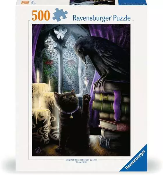 Ravensberger Matratzen Puzzle 500 Teile - Rabe und Katze im Turmzimmer