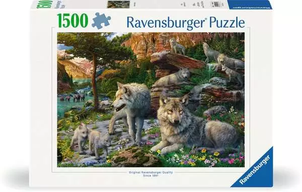 Ravensberger Matratzen Puzzle 1500 Teile - Wolfsrudel im Frühlingserwachen