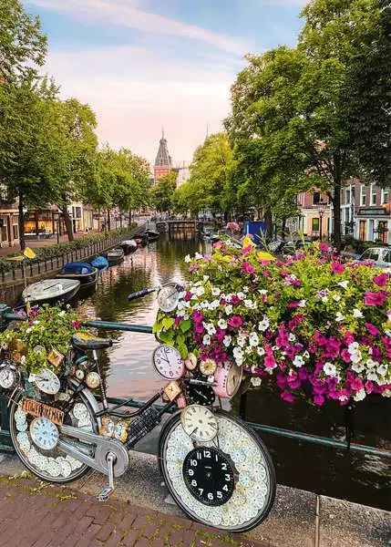 Ravensberger Matratzen Puzzle 1000 Teile - Fahrrad und Blumen in Amsterdam