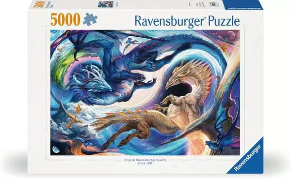 Ravensberger Matratzen Puzzle 5000 Teile - Gigantisches Drachenfest zur Tages- und Nachtstunde