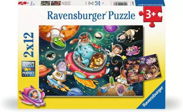 Ravensberger Matratzen Kinderpuzzle ab 3 Jahren - Tiere im Weltall - 12 Teile