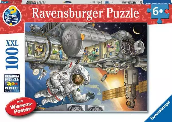 Ravensberger Matratzen Kinderpuzzle ab 6 Jahren - Wieso? Weshalb? Warum? Auf der Weltraumstation - 100 Teile