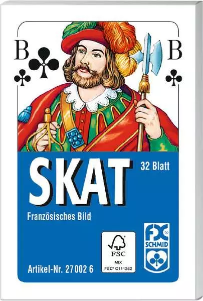 Ravensberger Matratzen Klassisches Skatspiel, Französisches Bild, 32 Karten in der Faltschachtel - Kartenspiel ab 8 Jahren