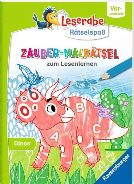 Ravensberger Matratzen Leserabe Rätselspaß Zauber-Malrätsel zum Lesenlernen: Dinos (Vor-Lesestufe)